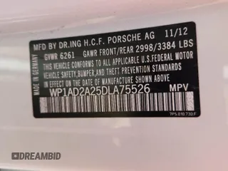 2013 Porsche Cayenne GTS with VIN WP1AD2A25DLA75526, listed as a Copart auction lot 60520865 with Not provided miles and Salvage title. Bid and sale history available at DreamBid. Image 14.