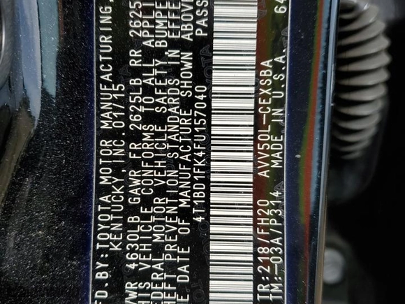 2015 Toyota Camry Hybrid LE with VIN 4T1BD1FK4FU157040, listed as a Copart auction lot 45740275 with 306,625 mi miles and Salvage Title. Bid and sale history available at carsss.com. Image 14.