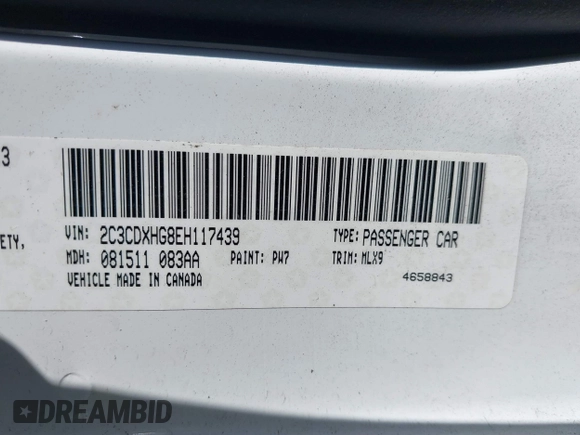 2014 Dodge Charger SXT with VIN 2C3CDXHG8EH117439, listed as a IAAI auction lot 41458304 with 189,041 mi miles and . Bid and sale history available at DreamBid. Image 9.
