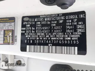 2015 Kia Sorento LX with VIN 5XYKT4A73FG593195, listed as a IAAI auction lot 42088661 with 202,650 mi miles. Bid and sale history available at carsss.com. Image 9.