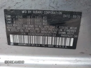 2023 Subaru Impreza Premium with VIN 4S3GTAV6XP3703123, listed as a IAAI auction lot 42018724 with 80,610 mi miles and . Bid and sale history available at DreamBid. Image 9.