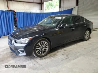 2018 Infiniti Q50 Luxe z VIN JN1EV7AR6JM430349, wystawiony jako Copart lot #58506825 z przebiegiem 84 049 mil mil oraz Czysty tytuł • Clean title. Historia ofert i sprzedaży dostępna na DreamBid. Obrazek 1.