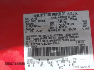 1999 Ford F-150 z VIN 1FTZX1723XNA41946, wystawiony jako IAAI lot #42255760 z przebiegiem 162 612 mil mil oraz . Historia ofert i sprzedaży dostępna na DreamBid. Obrazek 9.