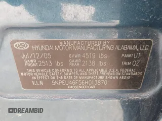 2006 Hyundai Sonata GLS with VIN 5NPEU46F56H013870, listed as a IAAI auction lot 42060349 with 167,475 mi miles and . Bid and sale history available at DreamBid. Image 9.