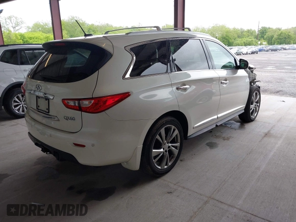 2015 Infiniti QX60 with VIN 5N1AL0MM3FC510791, listed as a IAAI auction lot 42225199 with 97,588 mi miles and . Bid and sale history available at DreamBid. Image 4.