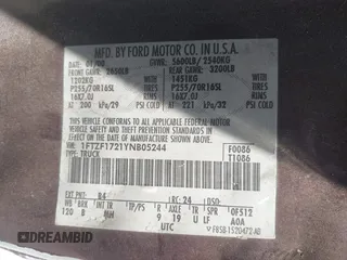 2000 Ford F-150 XL with VIN 1FTZF1721YNB05244, listed as a IAAI auction lot 42298391 with Not provided miles and . Bid and sale history available at DreamBid. Image 9.