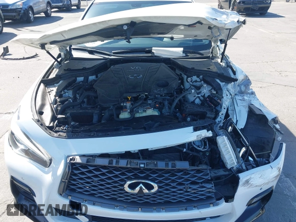 2021 Infiniti Q50 Red Sport 400 with VIN JN1FV7DR9MM880601, listed as a IAAI auction lot 42509477 with 28,202 mi miles and . Bid and sale history available at DreamBid. Image 10.