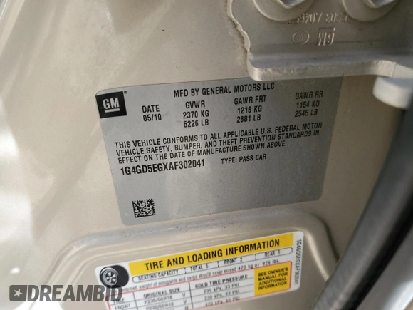 2010 Buick LaCrosse CXL with VIN 1G4GD5EGXAF302041, listed as a Copart auction lot 81361794 with 148,346 mi miles and Salvage title. Bid and sale history available at DreamBid. Image 12.
