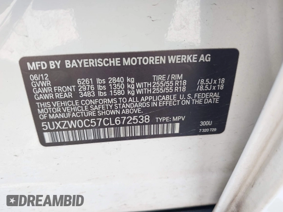 2012 BMW X5 35d z VIN 5UXZW0C57CL672538, wystawiony jako IAAI lot #41967268 z przebiegiem 141 996 mil mil oraz . Historia ofert i sprzedaży dostępna na DreamBid. Obrazek 9.