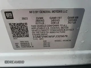 2023 Chevrolet Traverse LT z VIN 1GNEVHKW5PJ325679, wystawiony jako IAAI lot #42541394 z przebiegiem 74 480 mil mil oraz . Historia ofert i sprzedaży dostępna na DreamBid. Obrazek 12.