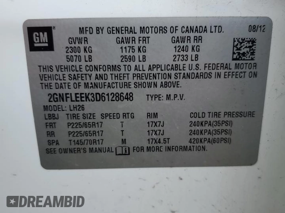 2013 Chevrolet Equinox LT z VIN 2GNFLEEK3D6128648, wystawiony jako Copart lot #56477475 z przebiegiem 157 119 mil mil oraz Czysty tytuł • Clean title. Historia ofert i sprzedaży dostępna na DreamBid. Obrazek 14.