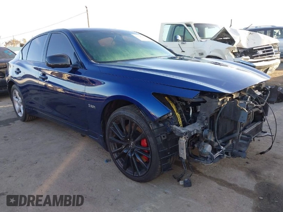 2019 Infiniti Q50 RED SPORT 400 with VIN JN1FV7AP4KM760186, listed as a IAAI auction lot 41626042 with 57,324 mi miles. Bid and sale history available at carsss.com. Image 1.