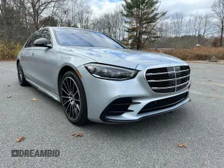 2021 Mercedes-Benz S S 580 with VIN W1K6G7GB8MA039284, listed as a Copart auction lot 55825815 with 77,726 mi miles and Clean Title. Bid and sale history available at carsss.com. Image 1.