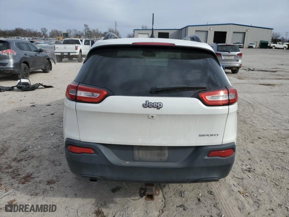 2017 Jeep Cherokee Sport with VIN 1C4PJLAB8HW607320, listed as a Copart auction lot 89168975 with 129,298 mi miles and Salvage Title. Bid and sale history available at carsss.com. Image 6.