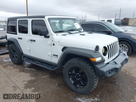 2021 Jeep Wrangler Unlimited Sport S with VIN 1C4HJXDG8MW509322, listed as a IAAI auction lot 42110123 with 39,955 mi miles and . Bid and sale history available at DreamBid. Image 1.