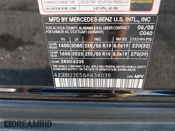 2008 Mercedes-Benz M 320 CDI с VIN 4JGBB22E58A434035, выставлен на аукционе IAAI как лот 42452762 с пробегом 178 960 миль миль и . История ставок и продаж доступна на DreamBid. Изображение 9.