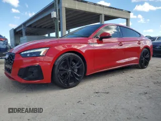 2021 Audi A5 Sportback S line Premium Plus with VIN WAUFACF55MA027073, listed as a Copart auction lot 82849944 with 64,585 mi miles and Salvage Title. Bid and sale history available at carsss.com. Image 1.