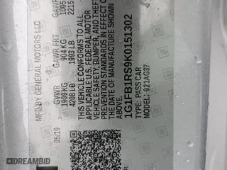 2019 Chevrolet Camaro 1LT with VIN 1G1FB1RS9K0151302, listed as a Copart auction lot 51342015 with 92,483 mi miles and Salvage Title. Bid and sale history available at carsss.com. Image 13.