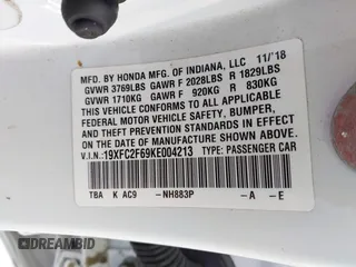 2019 Honda Civic Sedan LX with VIN 19XFC2F69KE004213, listed as a IAAI auction lot 41995390 with 60,965 mi miles. Bid and sale history available at carsss.com. Image 9.