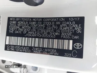 2017 Toyota Prius Plus with VIN JTDKARFP0H3053063, listed as a IAAI auction lot 41814866 with 87,303 mi miles and . Bid and sale history available at DreamBid. Image 9.