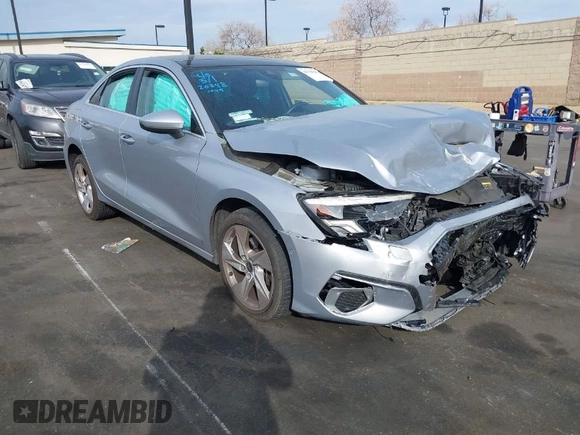 2023 Audi A3 Premium z VIN WAUAUDGY1PA051049, wystawiony jako IAAI lot #41719508 z przebiegiem Nie podano mil oraz . Historia ofert i sprzedaży dostępna na DreamBid. Obrazek 1.