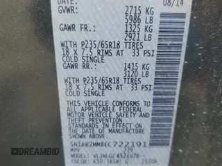 2014 Nissan Pathfinder SV with VIN 5N1AR2MM8EC722191, listed as a Copart auction lot 50020265 with 137,938 mi miles and Salvage Title. Bid and sale history available at carsss.com. Image 13.