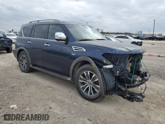 2020 Nissan Armada SL with VIN JN8AY2NDXL9107808, listed as a Copart auction lot 43818765 with 90,561 mi miles and Salvage Title. Bid and sale history available at carsss.com. Image 4.