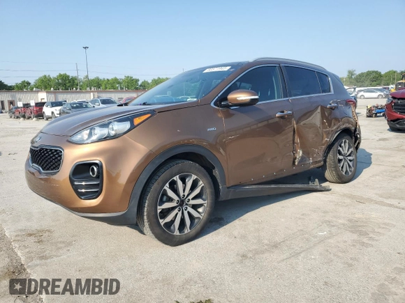 2017 Kia Sportage EX with VIN KNDPNCAC9H7054281, listed as a Copart auction lot 60571945 with 106,516 mi miles and Salvage title. Bid and sale history available at DreamBid. Image 1.