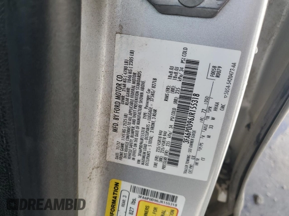 2018 Ford Fusion Titanium z VIN 3FA6P0D96JR155318, wystawiony jako Copart lot #53740505 z przebiegiem 86 567 mil mil oraz Szkoda całkowita • Salvage title. Historia ofert i sprzedaży dostępna na DreamBid. Obrazek 12.