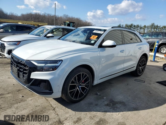 2021 Audi Q8 Premium Plus with VIN WA1EVAF16MD014460, listed as a Copart auction lot 83991764 with 53,464 mi miles and Salvage title. Bid and sale history available at DreamBid. Image 1.