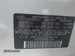 2022 Hyundai Ioniq Blue with VIN KMHC65LC7NU280672, listed as a IAAI auction lot 42432826 with 11,486 mi miles and . Bid and sale history available at DreamBid. Image 9.