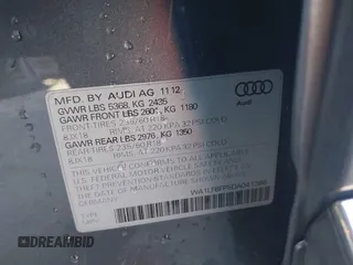 2013 Audi Q5 Premium Plus with VIN WA1LFBFP5DA041388, listed as a IAAI auction lot 41218589 with 82,258 mi miles. Bid and sale history available at carsss.com. Image 9.