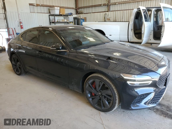 2023 Genesis G70 3.3T with VIN KMTG54TE5PU126762, listed as a Copart auction lot 59840044 with 9,048 mi miles and Clean Title. Bid and sale history available at carsss.com. Image 4.