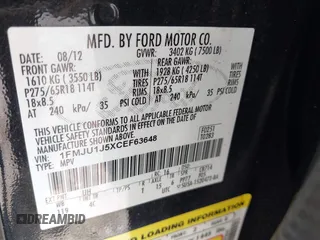 2012 Ford Expedition XLT с VIN 1FMJU1J5XCEF63648, выставлен на аукционе IAAI как лот 42145577 с пробегом 165 196 миль миль и . История ставок и продаж доступна на DreamBid. Изображение 9.