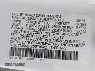 2024 Honda CR-V Sport with VIN 7FARS5H5XRE007412, listed as a IAAI auction lot 41419578 with 13,540 mi miles and . Bid and sale history available at DreamBid. Image 9.