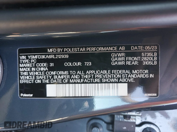 2024 Polestar 2 z VIN YSMFD3KA6RL212939, wystawiony jako Copart lot #48652965 z przebiegiem 40 598 mil mil oraz Tytuł czysty. Historia ofert i sprzedaży dostępna na DreamBid. Obrazek 12.