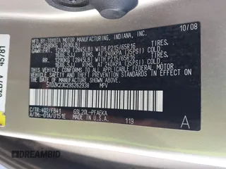 2009 Toyota Sienna CE with VIN 5TDZK23C29S262938, listed as a IAAI auction lot 42139539 with 288,784 mi miles. Bid and sale history available at carsss.com. Image 9.