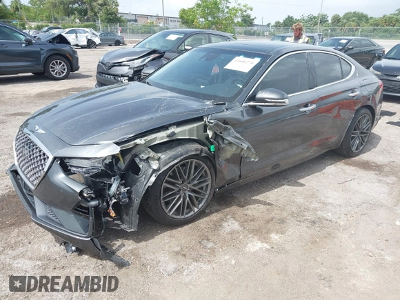 2019 Genesis G70 Advanced z VIN KMTG34LA7KU021443, wystawiony jako IAAI lot #42446270 z przebiegiem 48 025 mil mil oraz . Historia ofert i sprzedaży dostępna na DreamBid. Obrazek 2.