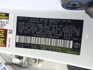 2020 Toyota Camry SE z VIN 4T1M11AK4LU383146, wystawiony jako IAAI lot #41576613 z przebiegiem 85 492 mil mil oraz . Historia ofert i sprzedaży dostępna na DreamBid. Obrazek 9.