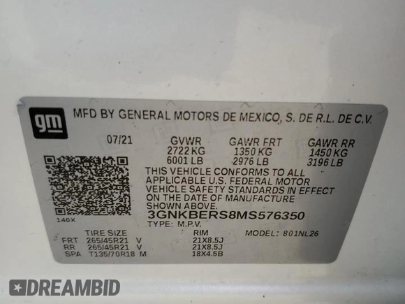2021 Chevrolet Blazer RS z VIN 3GNKBERS8MS576350, wystawiony jako Copart lot #54868425 z przebiegiem 70 354 mil mil oraz Szkoda całkowita • Salvage title. Historia ofert i sprzedaży dostępna na DreamBid. Obrazek 12.