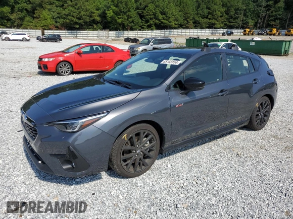 2024 Subaru Impreza RS with VIN JF1GUHJC5R8335169, listed as a Copart auction lot 65153154 with 6,521 mi miles and Salvage Title. Bid and sale history available at carsss.com. Image 1.