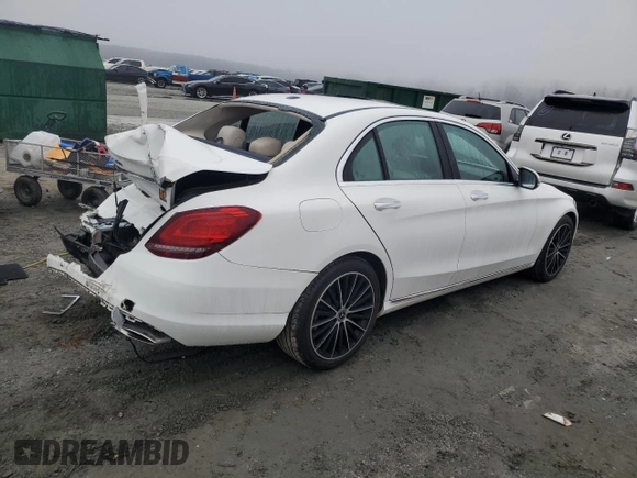 2021 Mercedes-Benz C 300 with VIN W1KWF8DB0MR645662, listed as a Copart auction lot 86515424 with 59,855 mi miles and Salvage Title. Bid and sale history available at carsss.com. Image 3.