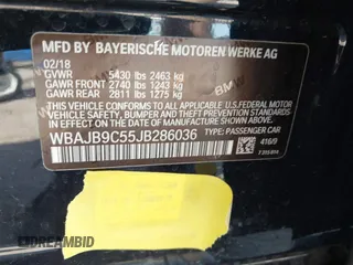 2018 BMW 5 Series M550i xDrive with VIN WBAJB9C55JB286036, listed as a IAAI auction lot 41738640 with 79,049 mi miles and . Bid and sale history available at DreamBid. Image 9.