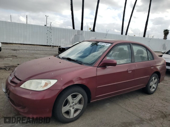 2004 Honda Civic EX with VIN 2HGES26724H639371, listed as a Copart auction lot 54617245 with 88,745 mi miles and Clean Title. Bid and sale history available at DreamBid. Image 1.