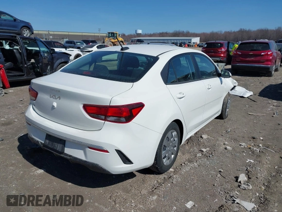 2022 Kia Rio LX with VIN 3KPA24AD0NE438118, listed as a IAAI auction lot 41790463 with 37,025 mi miles. Bid and sale history available at carsss.com. Image 4.