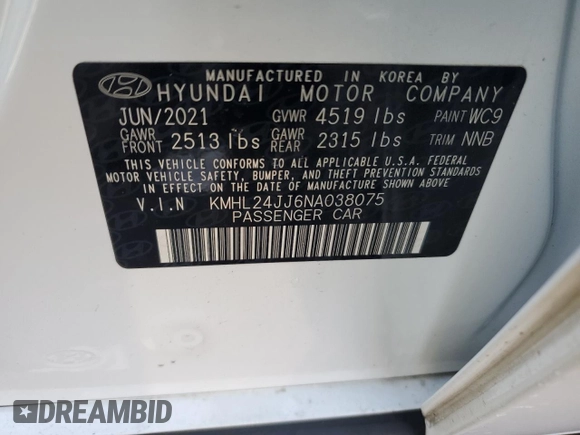2022 Hyundai Sonata Hybrid Blue with VIN KMHL24JJ6NA038075, listed as a Copart auction lot 86446664 with 18,836 mi miles and Salvage Title. Bid and sale history available at carsss.com. Image 14.
