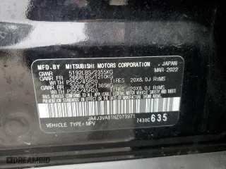 2022 Mitsubishi Outlander SEL with VIN JA4J3VA81NZ073971, listed as a Copart auction lot 49233005 with 0 mi miles and Salvage Title. Bid and sale history available at carsss.com. Image 15.