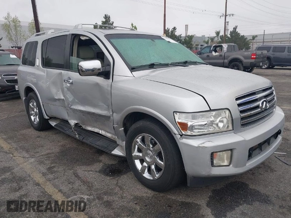 2005 Infiniti QX56 with VIN 5N3AA08AX5N810084, listed as a IAAI auction lot 41862041 with 168,958 mi miles. Bid and sale history available at carsss.com. Image 1.