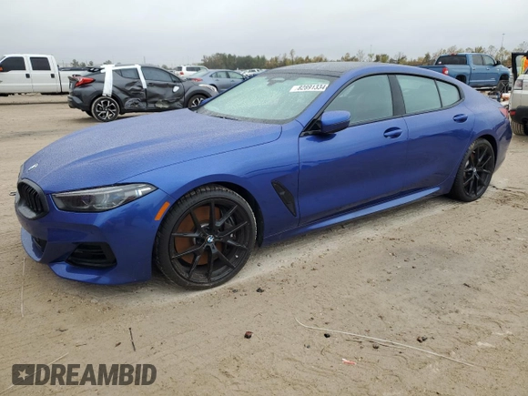 2023 BMW 8 Series 840i with VIN WBAGV2C01PCK32930, listed as a Copart auction lot 82891334 with 0 mi miles and Salvage Title. Bid and sale history available at carsss.com. Image 1.