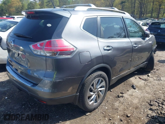 2015 Nissan Rogue SL with VIN 5N1AT2MT1FC766074, listed as a IAAI auction lot 41908829 with 52,537 mi miles. Bid and sale history available at carsss.com. Image 4.